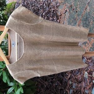 Worthington Shimmery Metallic Crisp Outer Gold Knit Tank Top Gold Knit Top Y2K
